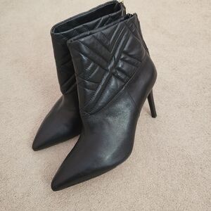 Charles David Black Leather Quilted Booties